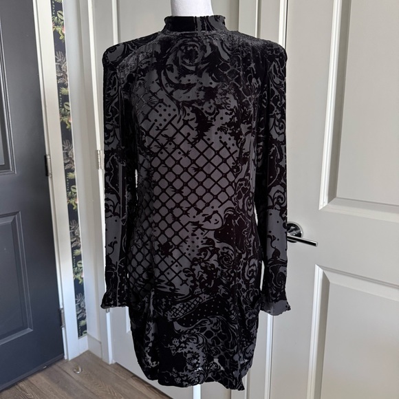 Balmain Dresses & Skirts - Balmain x H&M Black Velvet and Silk Mock Turtleneck Mini Dress Size 10